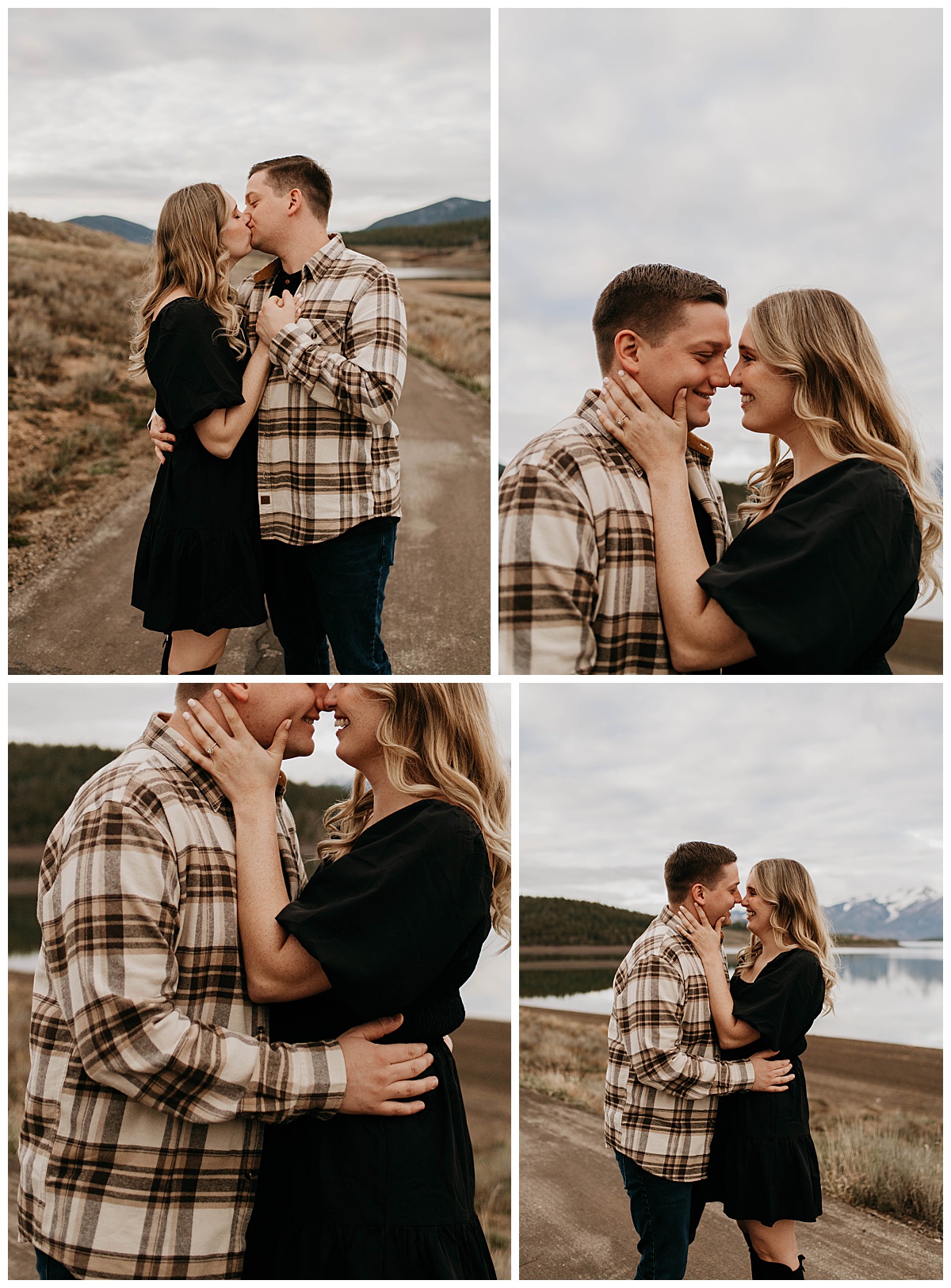 guy hods girl's waist as they lean in to kiss by Stephanie J. Zamora Photography