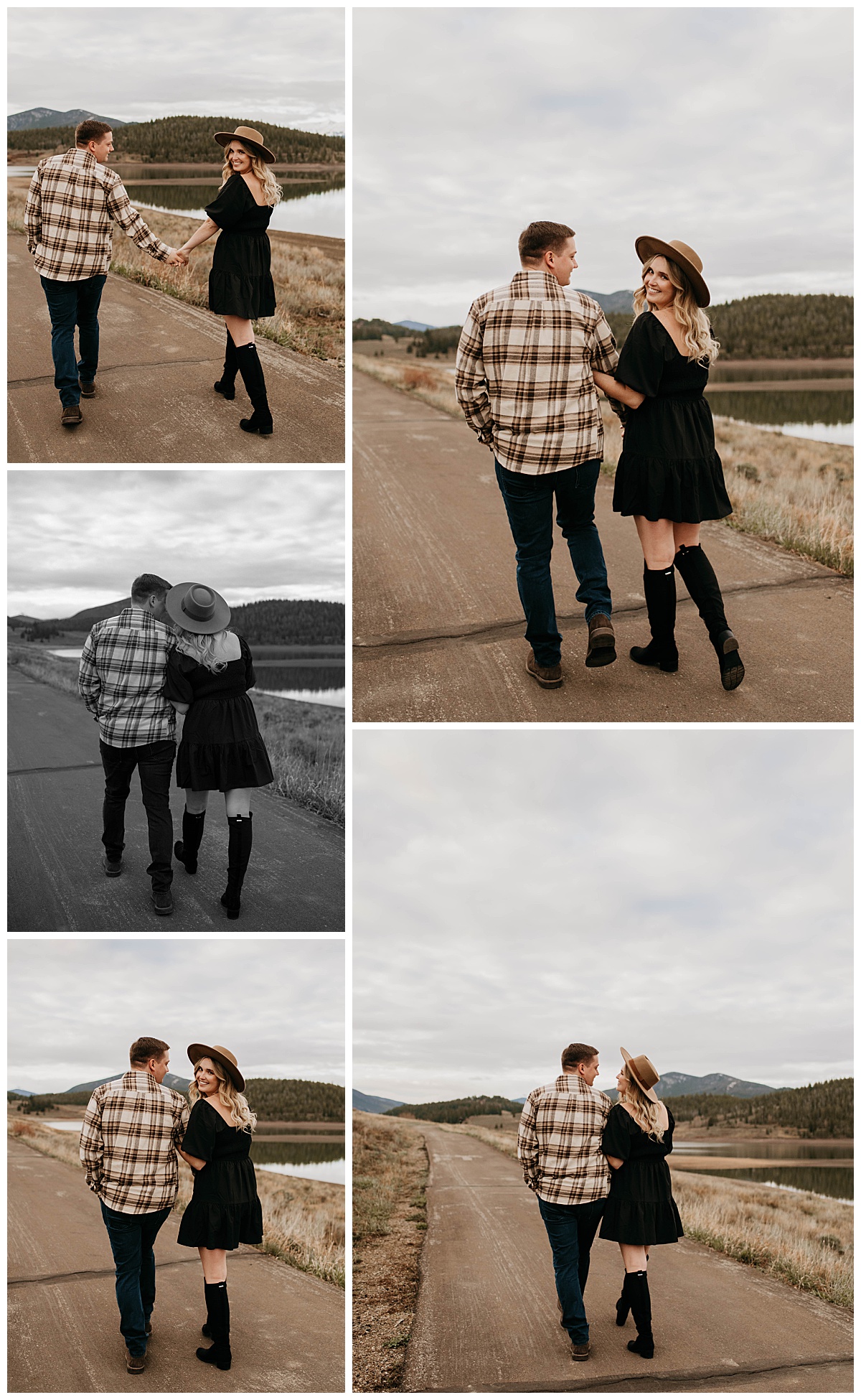 finaces hold hands as they walk down path together by Stephanie J. Zamora Photography