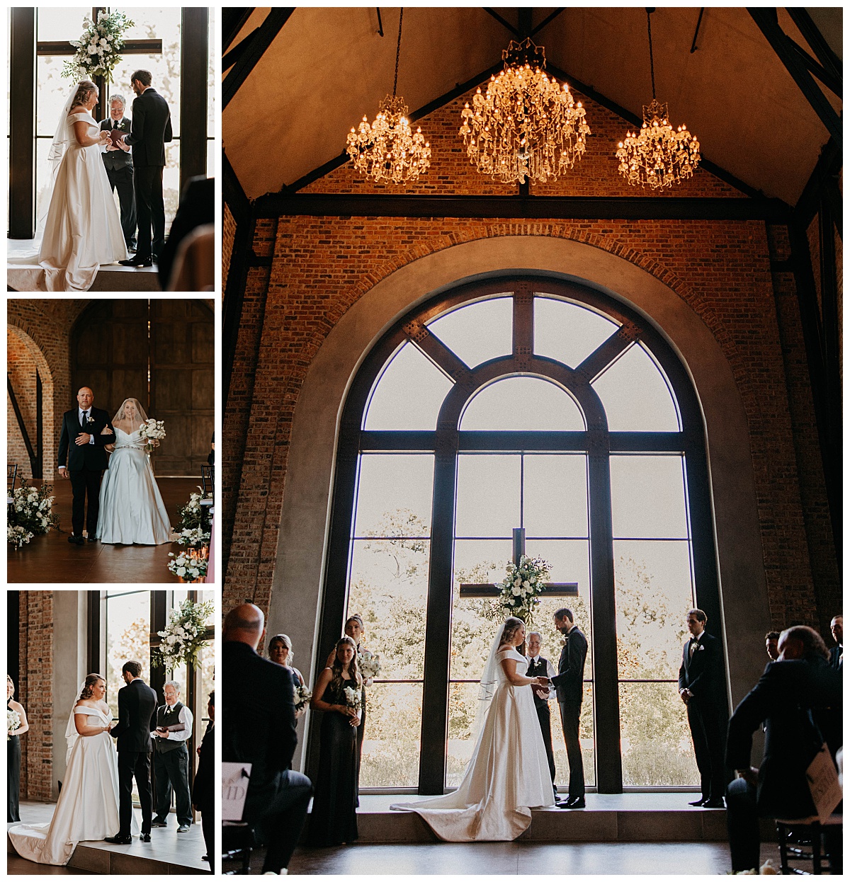 couple exchanges vows at altar adorned with cross by Stephanie J. Zamora Photography