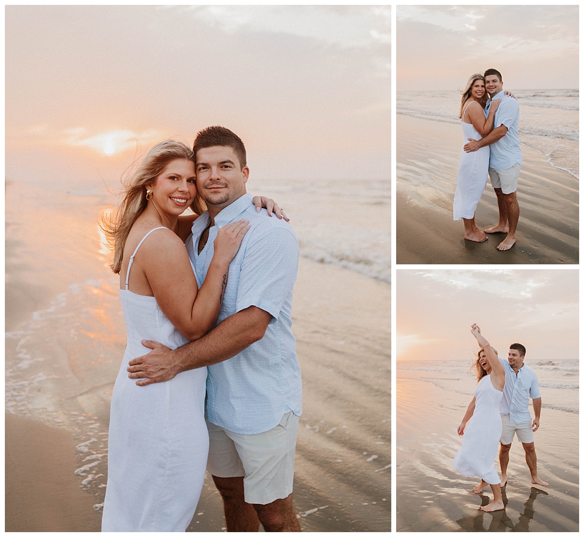 girl rests hand on guy's chest and sun rises behind them by Stephanie J. Zamora Photography