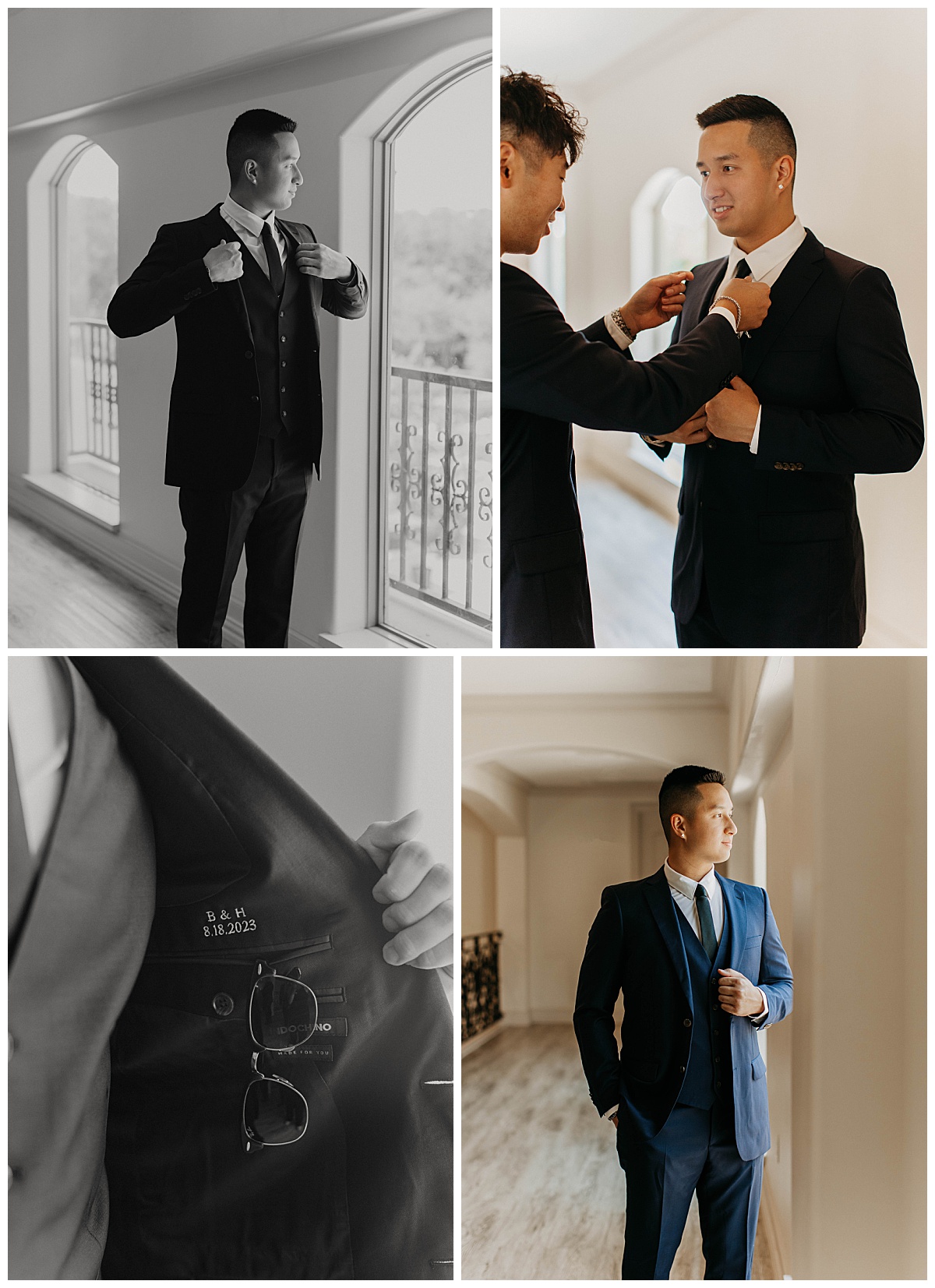 groom gets ready and shows off the inside of his jacket by Stephanie J. Zamora Photography