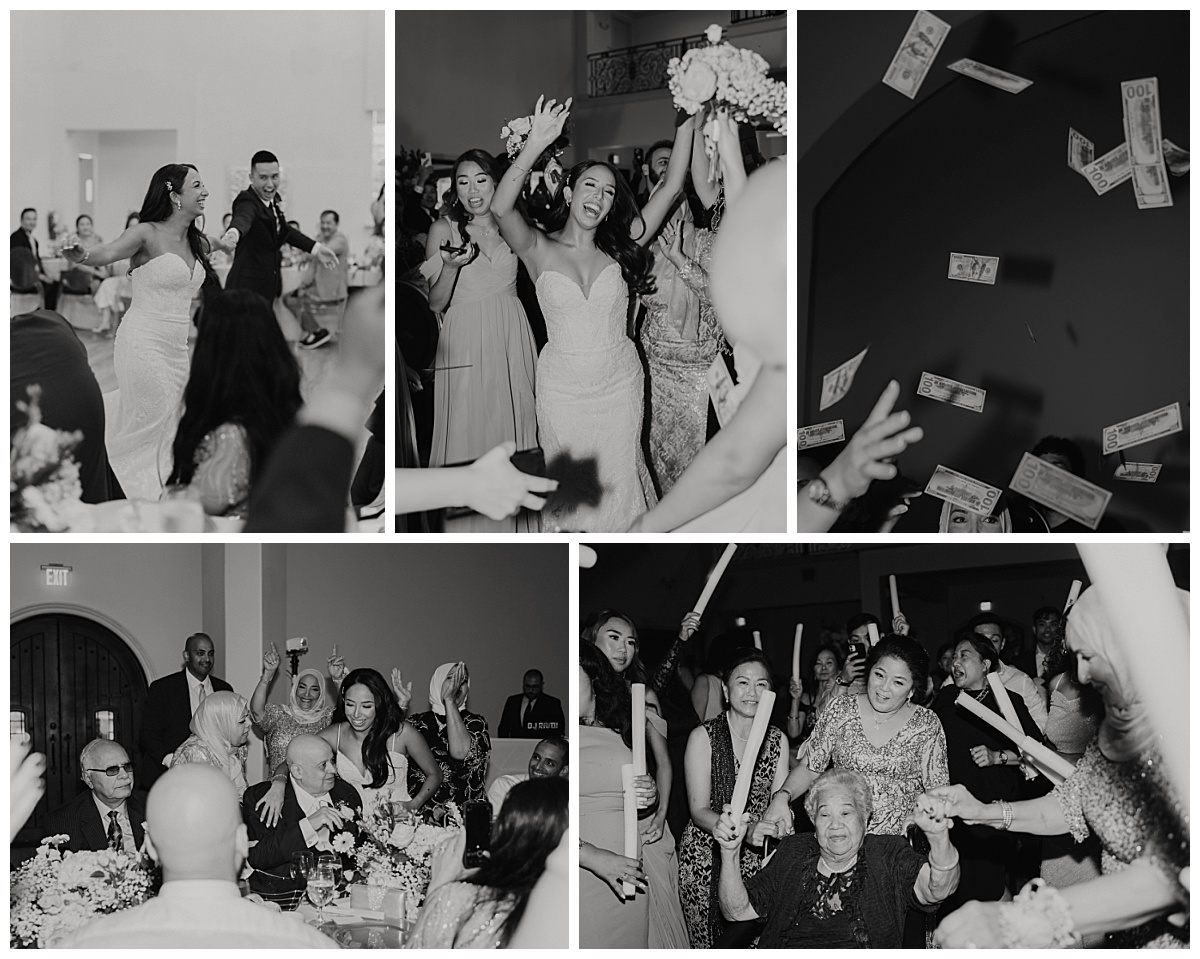 guests dance and throw money at reception by Stephanie J. Zamora Photography