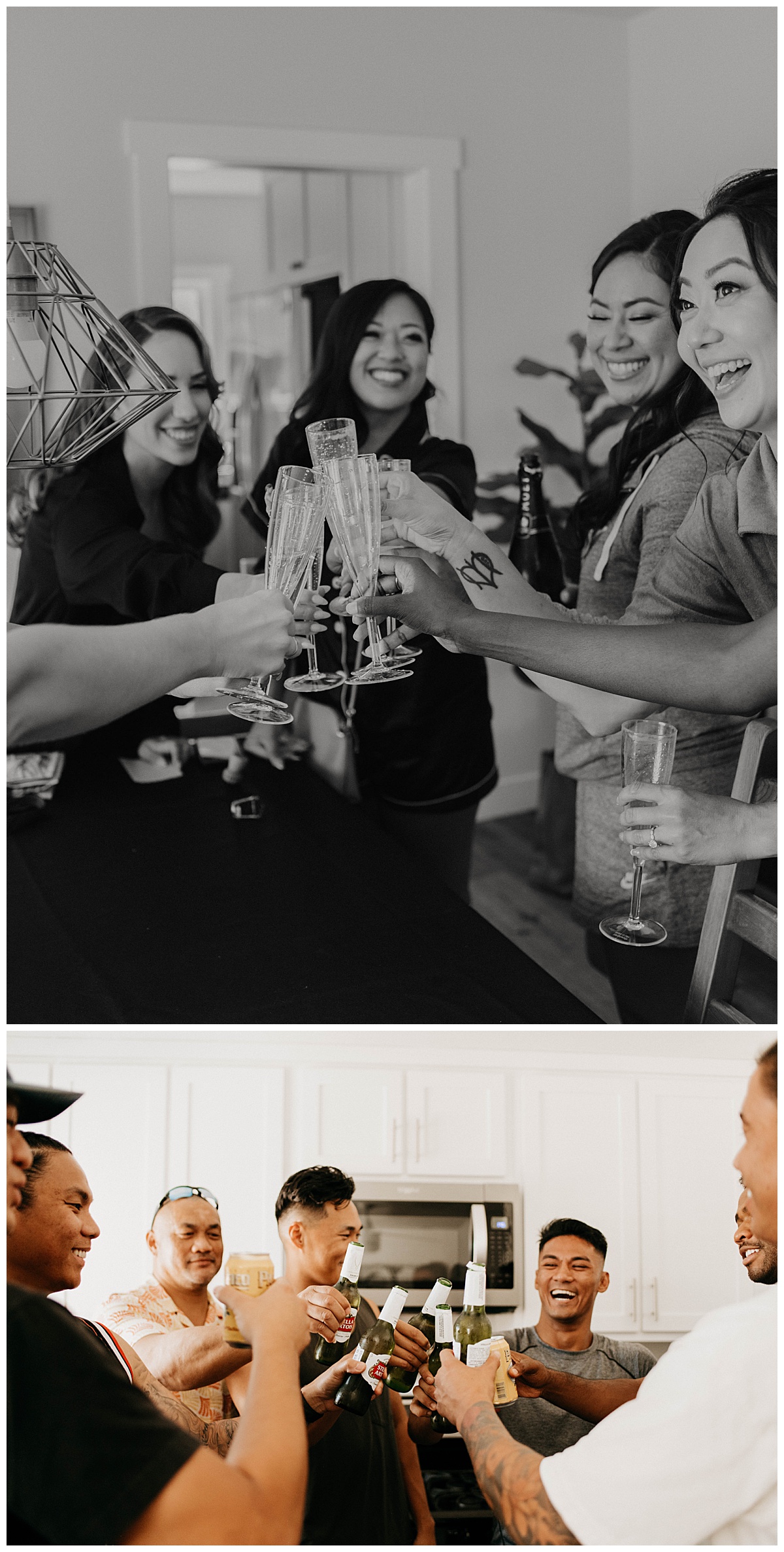 bridesmaids toast as they get ready by Stephanie J Zamora Photography