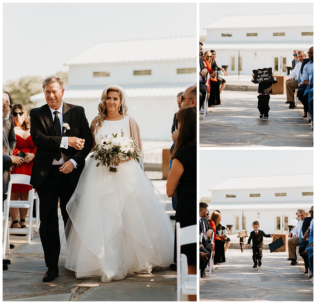 father walks daughter down aisle during Posey Meadows ceremony