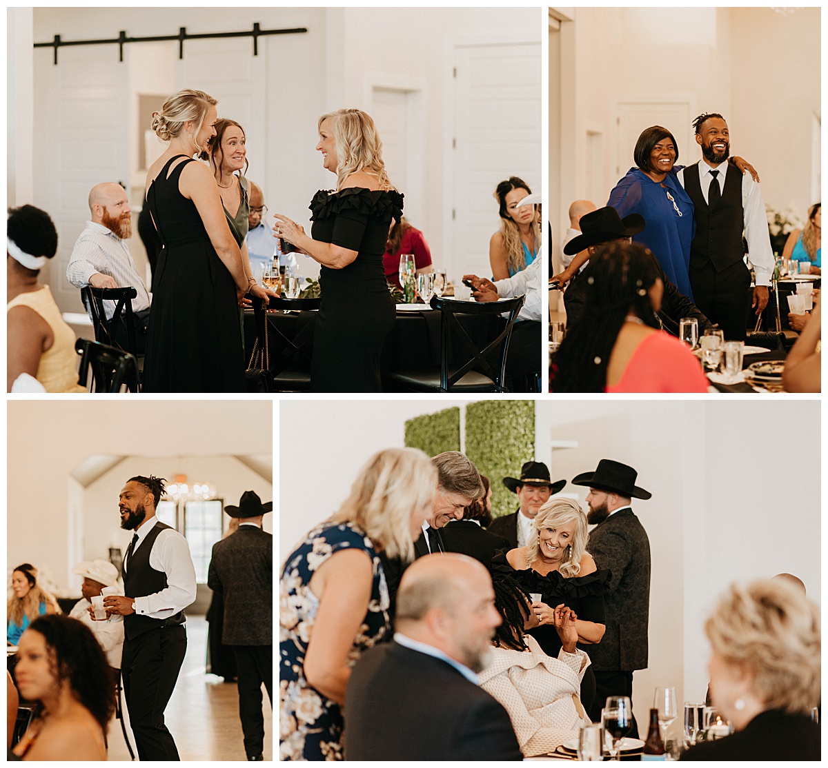 guests enjoy each other's company at reception by Texas Wedding Photographer