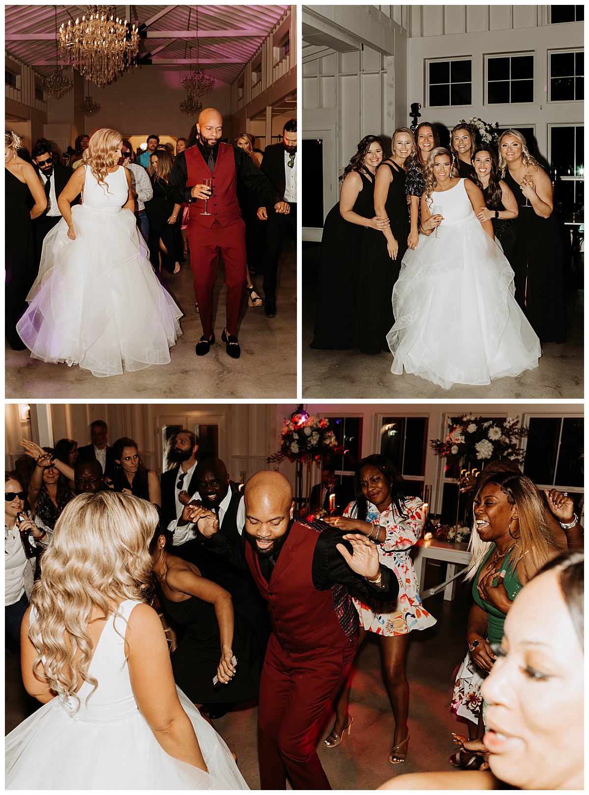 guests dance with newlyweds at reception by Texas Wedding Photographer