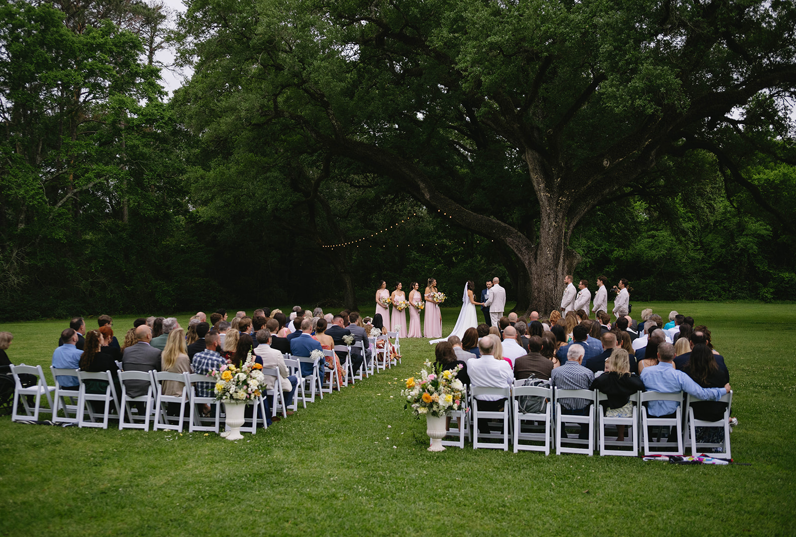 Outdoor spring ceremony at Addison Woods Events in The Woodlands Texas